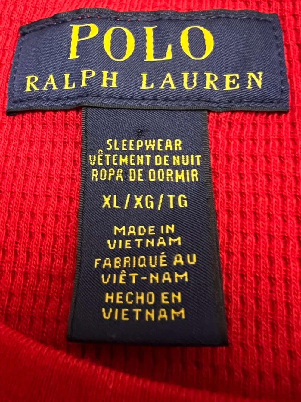 Polo Ralph Lauren Men's Red  Waffle Knit Thermal Long Sleeve Sleep Shirt Size XL